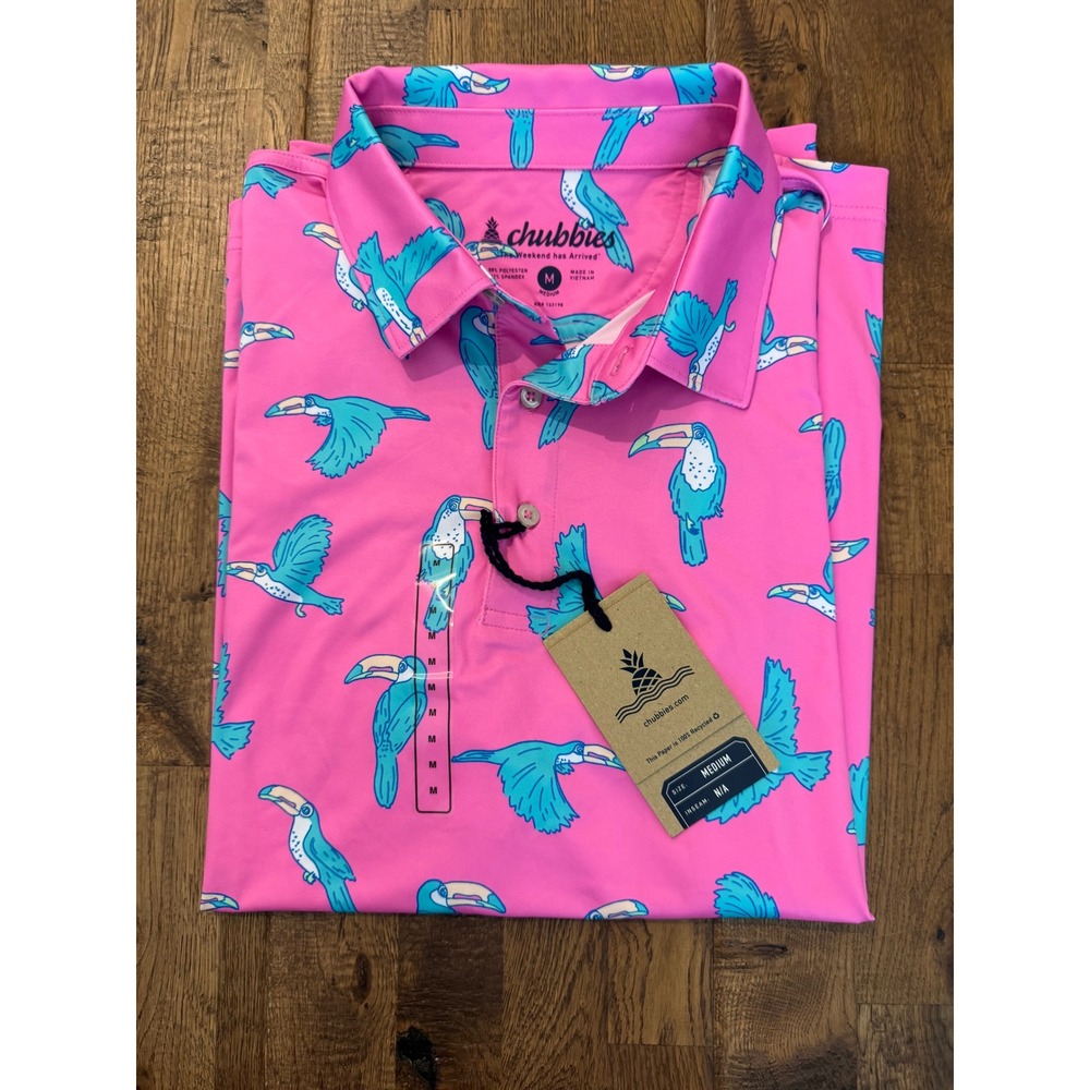 NWT Chubbies The Toucan Do It Performance Polo 2.0 Size M